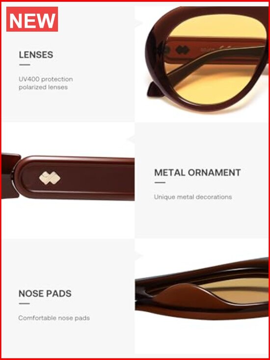 Oversized Polarized Aviator Sunglasses UV400 Protection Retro 70s Style main image 6